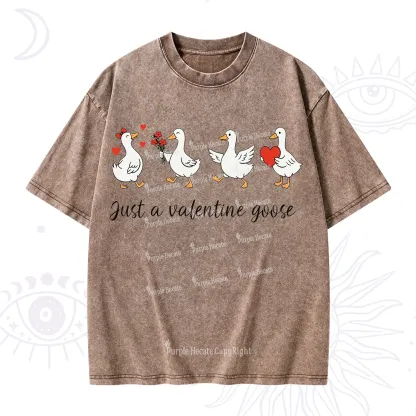 Purplehecate Just A Valentine Goose Valentine Washed T-Shirt
