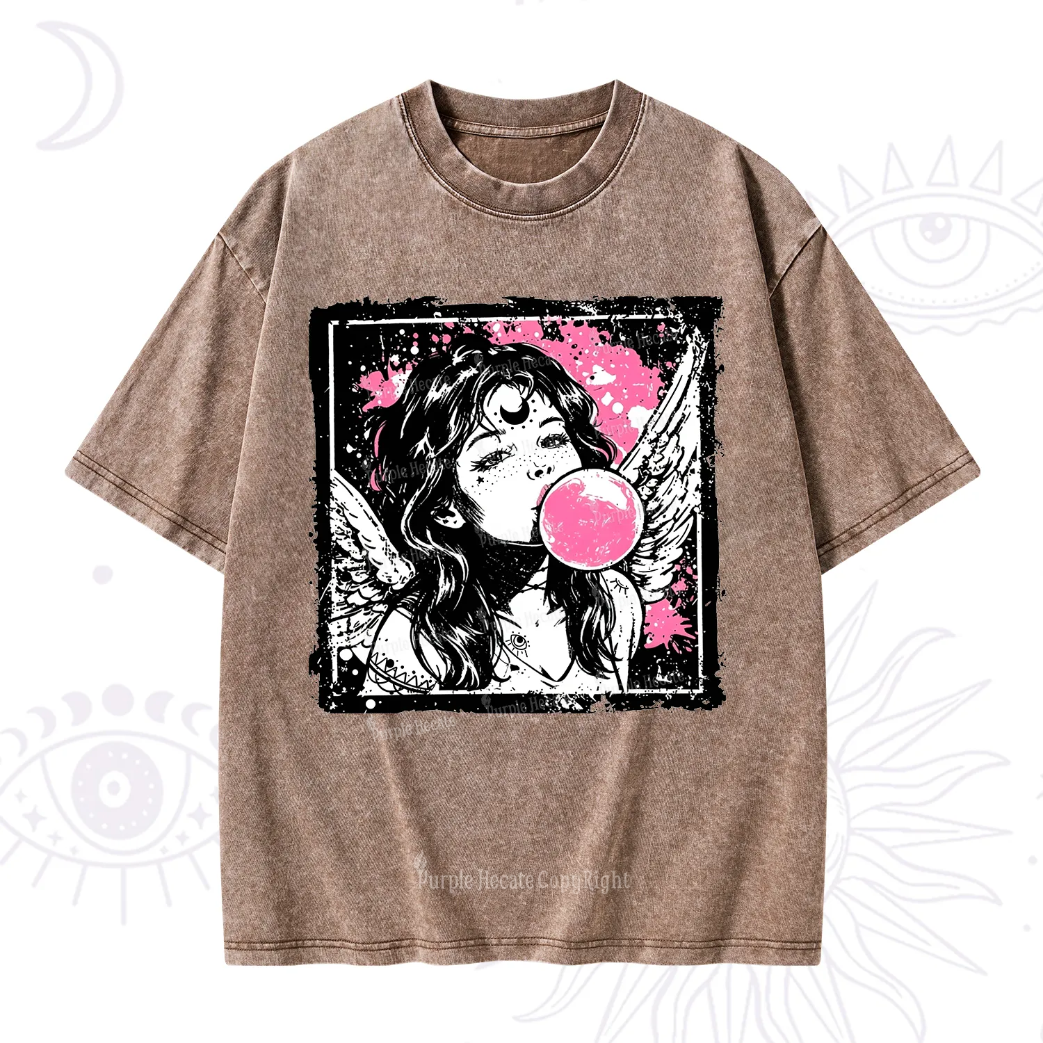 Purplehecate Grunge Angel with Bubblegum Washed T-Shirt