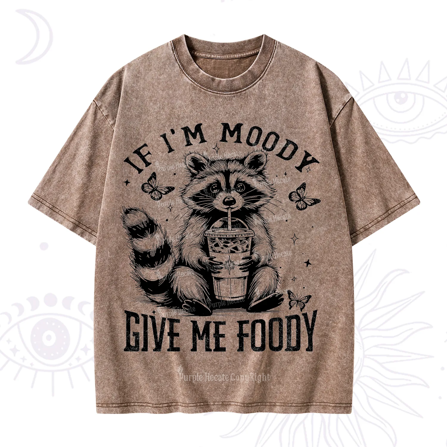 Purplehecate If I'm Moody Give Me Foody Washed T-Shirt