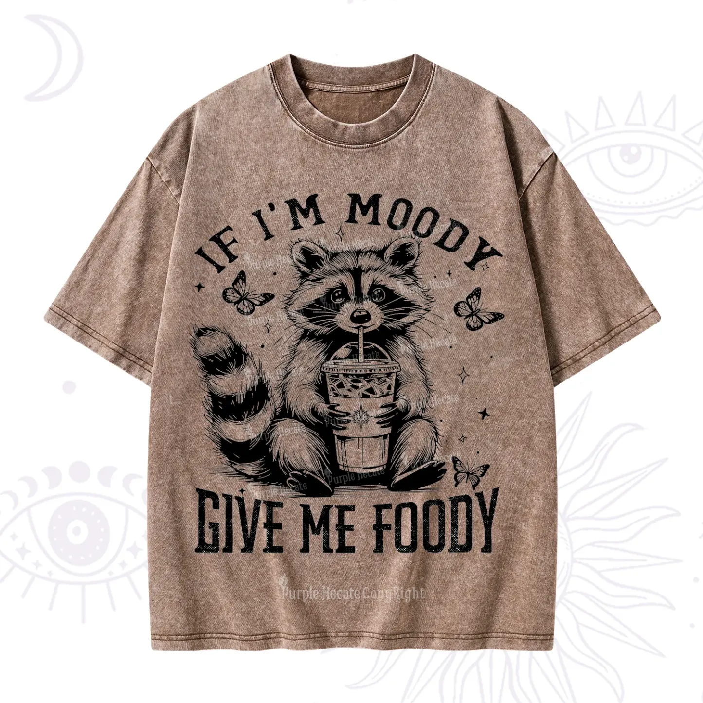 Purplehecate If I'm Moody Give Me Foody Washed T-Shirt