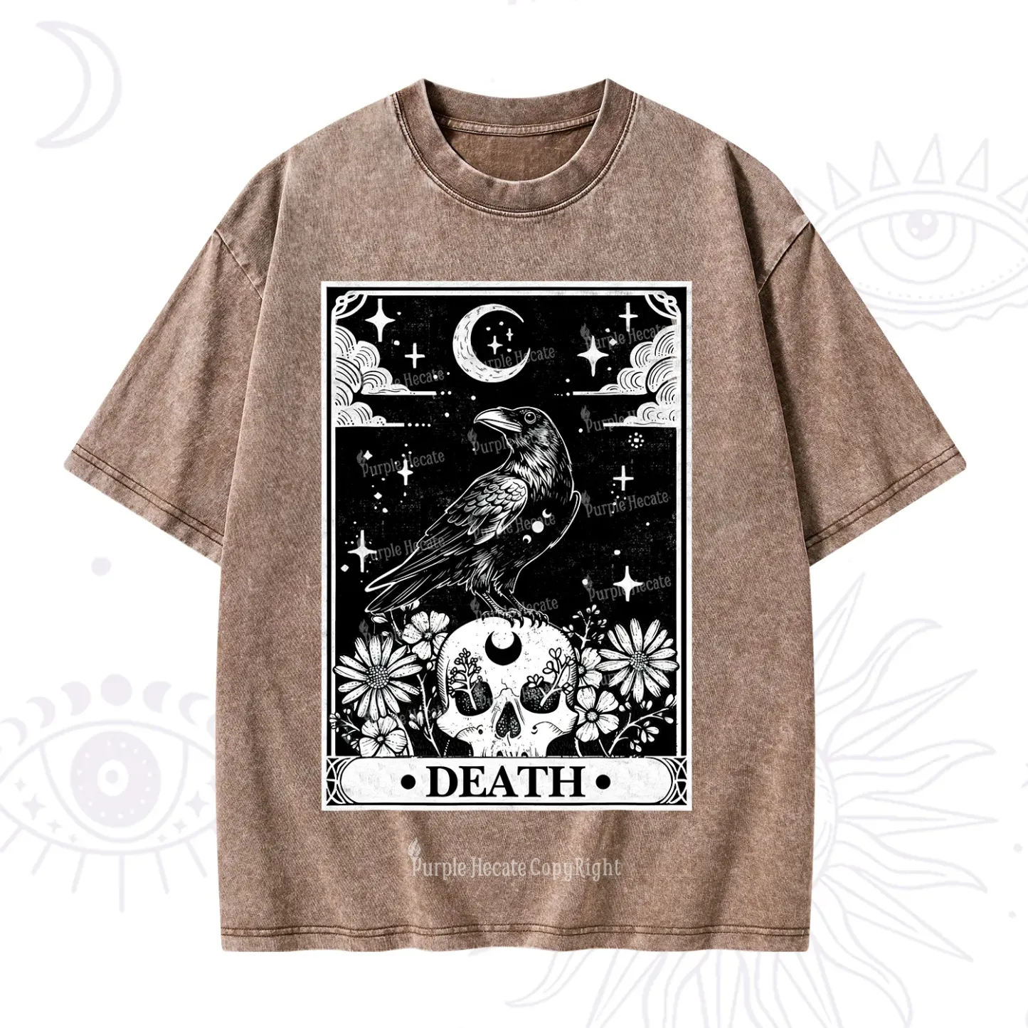 Purplehecate The Crow Death Tarot Washed T-Shirt