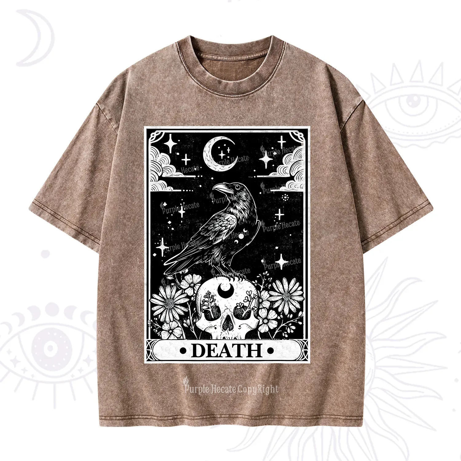 Purplehecate The Crow Death Tarot Washed T-Shirt