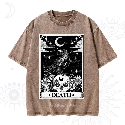 Purplehecate The Crow Death Tarot Washed T-Shirt