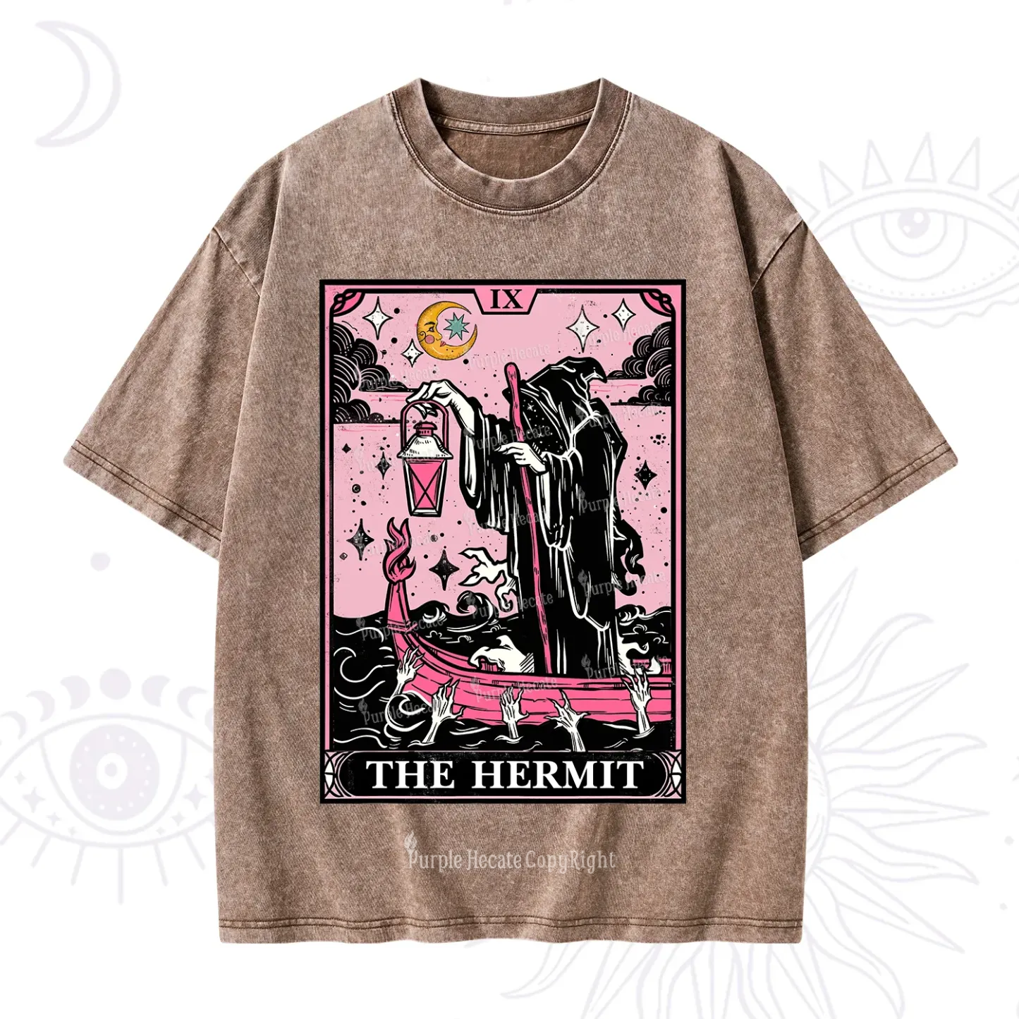 Purplehecate The Hermit Tarot Card Washed T-Shirt