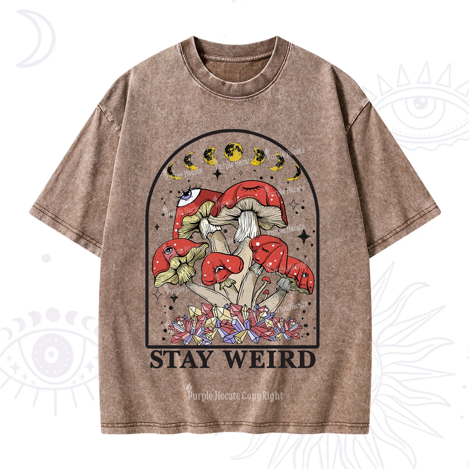 Purplehecate Stay Weird Mushroom Washed T-Shirt