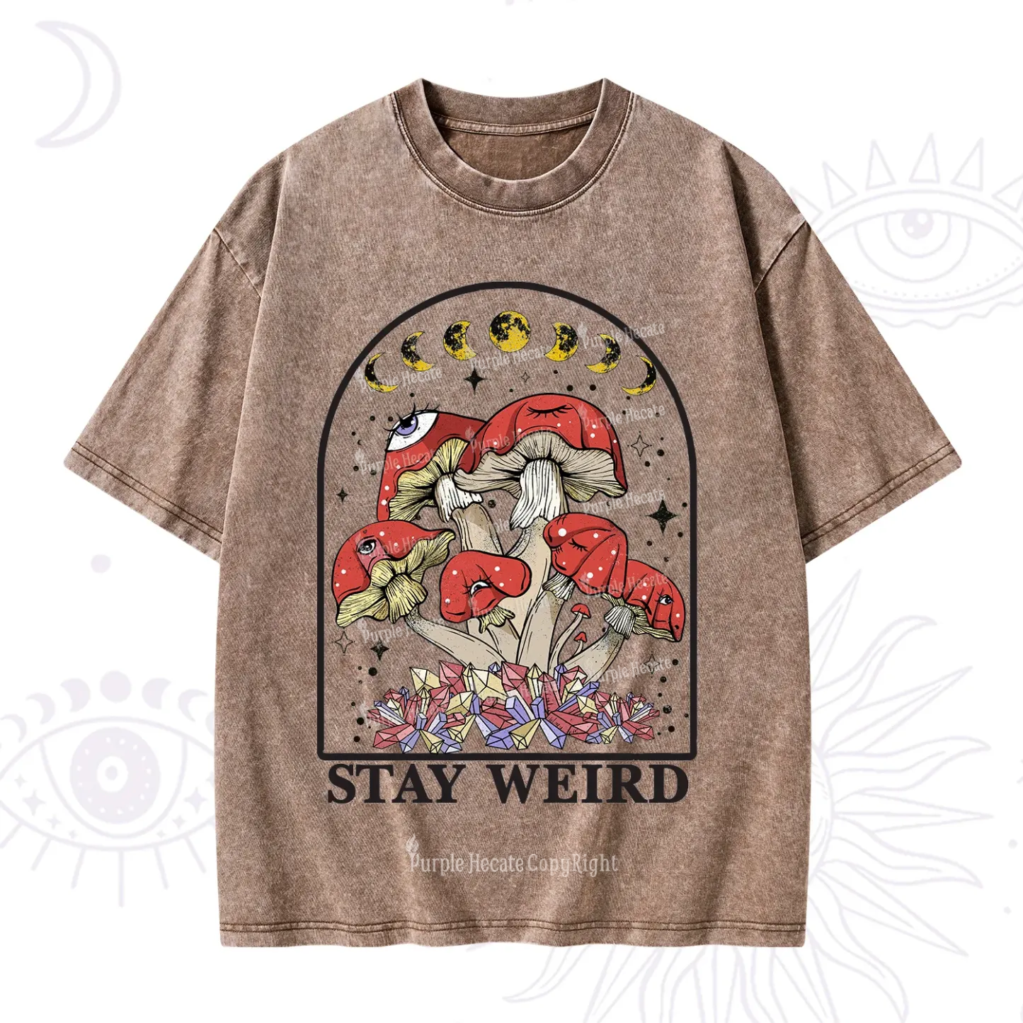 Purplehecate Stay Weird Mushroom Washed T-Shirt
