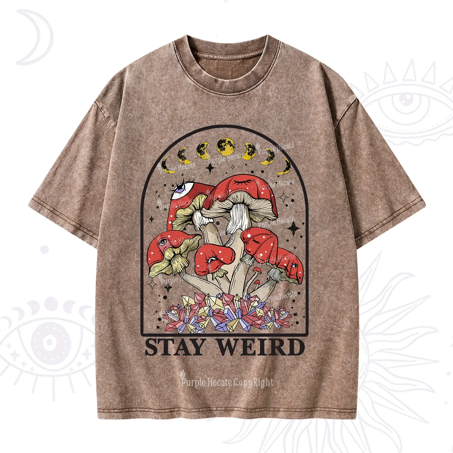 Purplehecate Stay Weird Mushroom Washed T-Shirt