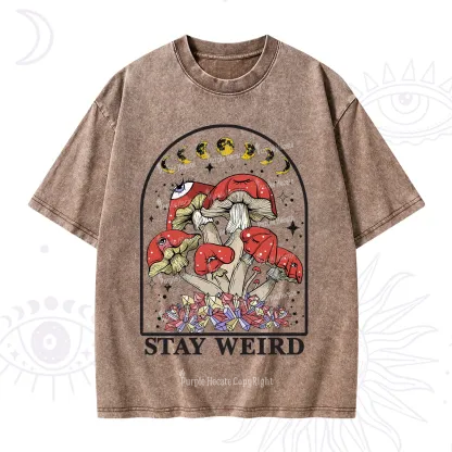 Purplehecate Stay Weird Mushroom Washed T-Shirt