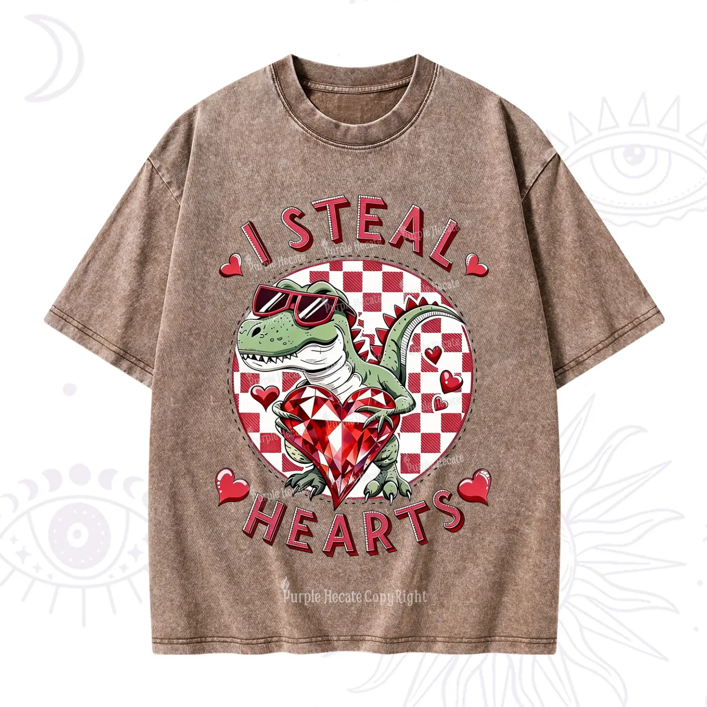 Purplehecate I Steal Hearts Valentine Washed T-Shirt