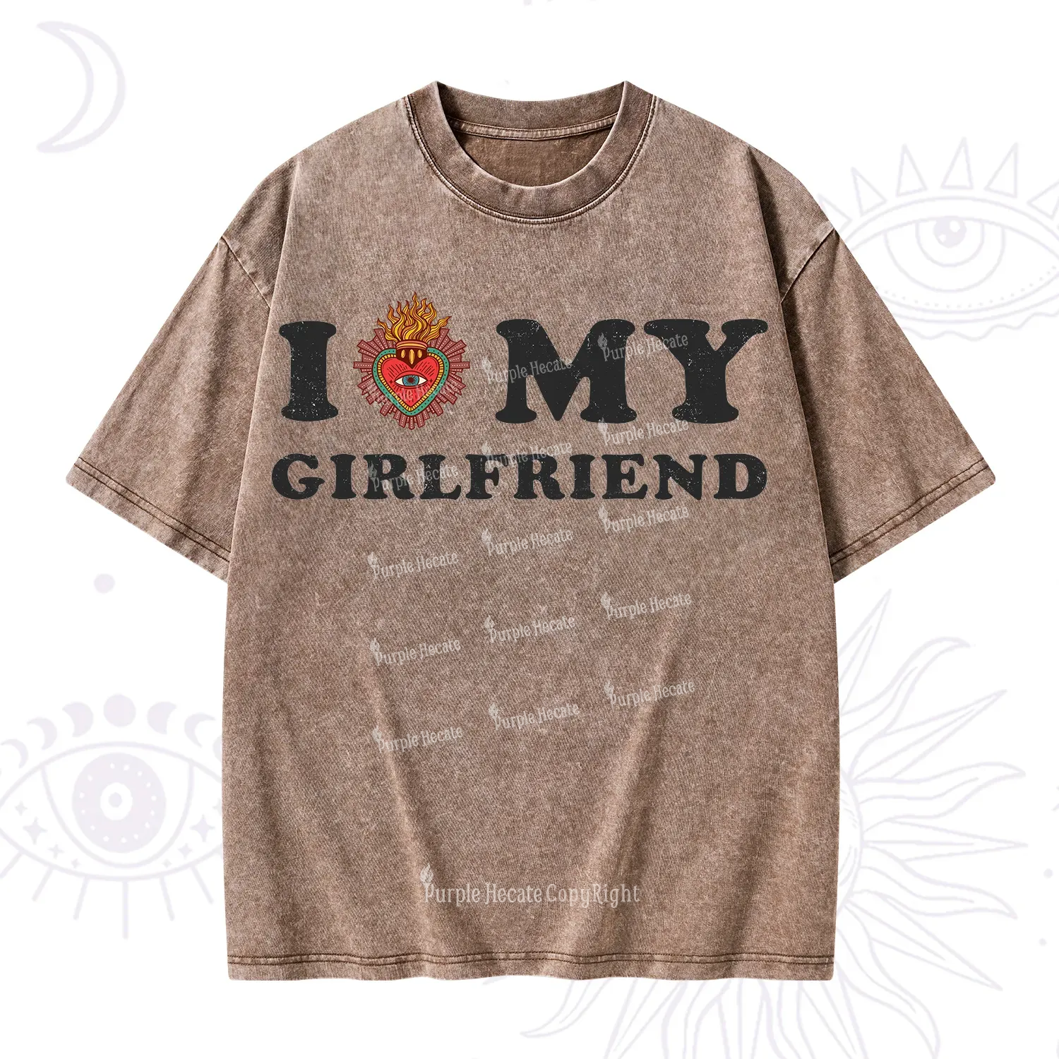 Purplehecate I Love My Boyfriend Valentine Washed T-Shirt