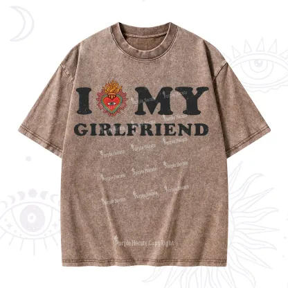 Purplehecate I Love My Boyfriend Valentine Washed T-Shirt