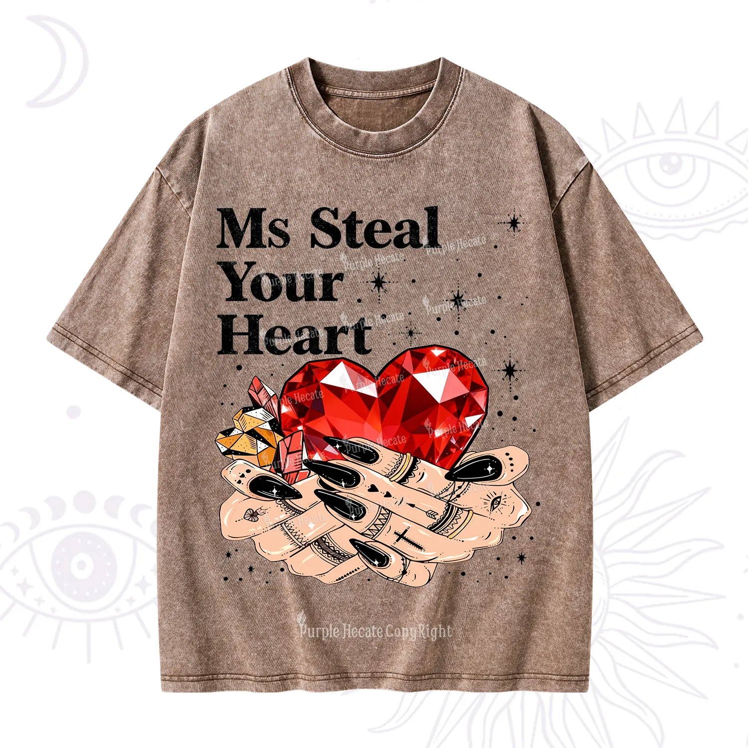 Purplehecate Ms Steal Your Heart Valentine Washed T-Shirt