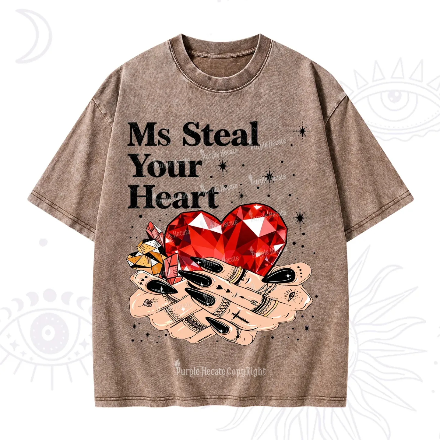 Purplehecate Ms Steal Your Heart Valentine Washed T-Shirt