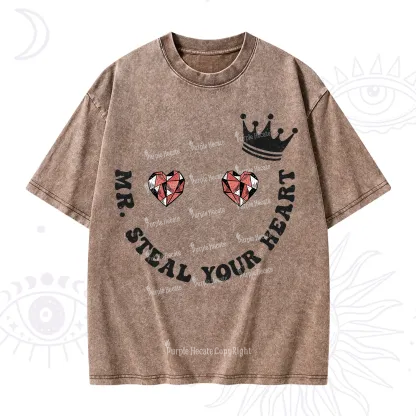 Purplehecate Mr Steal Your Heart Valentine Washed T-Shirt