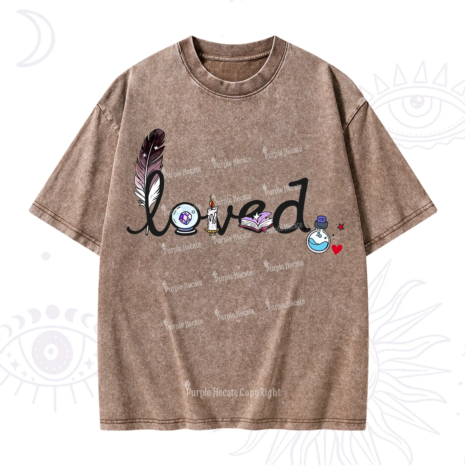 Purplehecate Magical Loved Valentine Washed T-Shirt