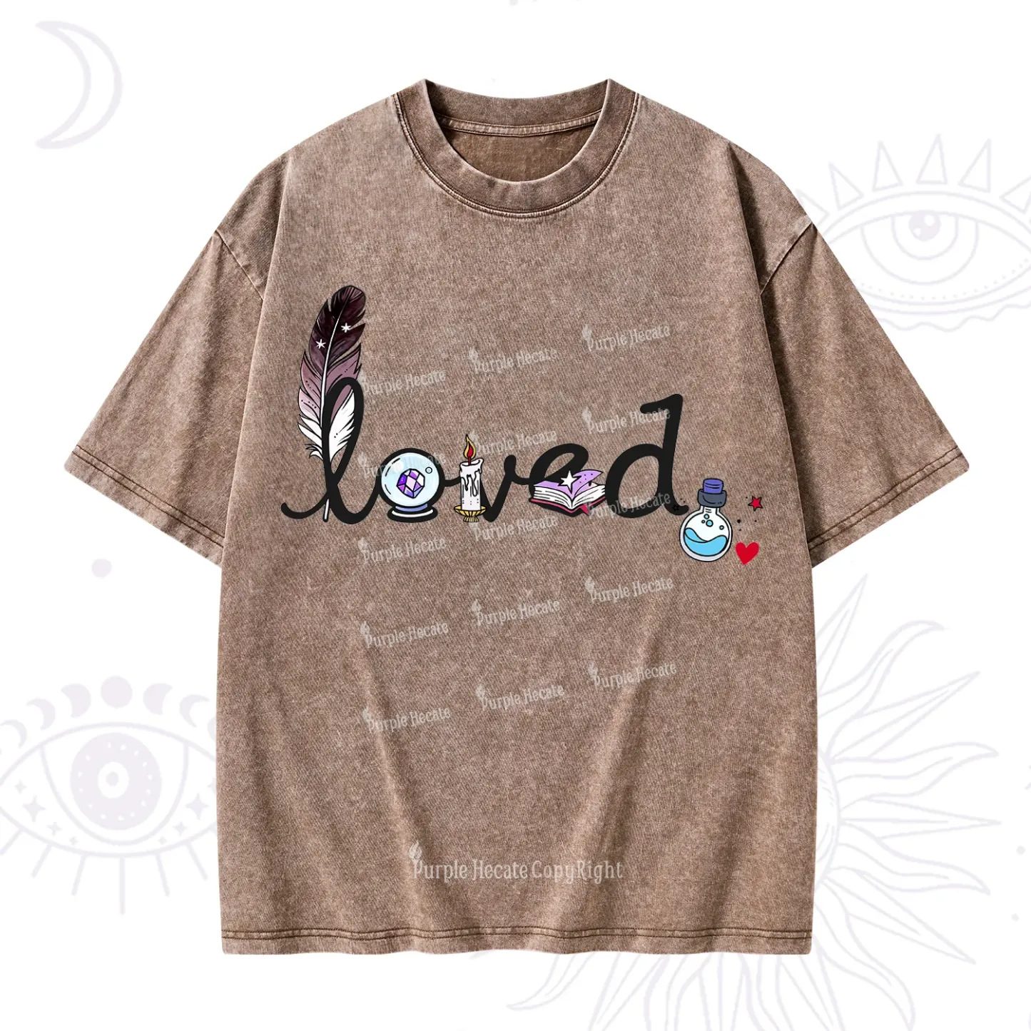 Purplehecate Magical Loved Valentine Washed T-Shirt