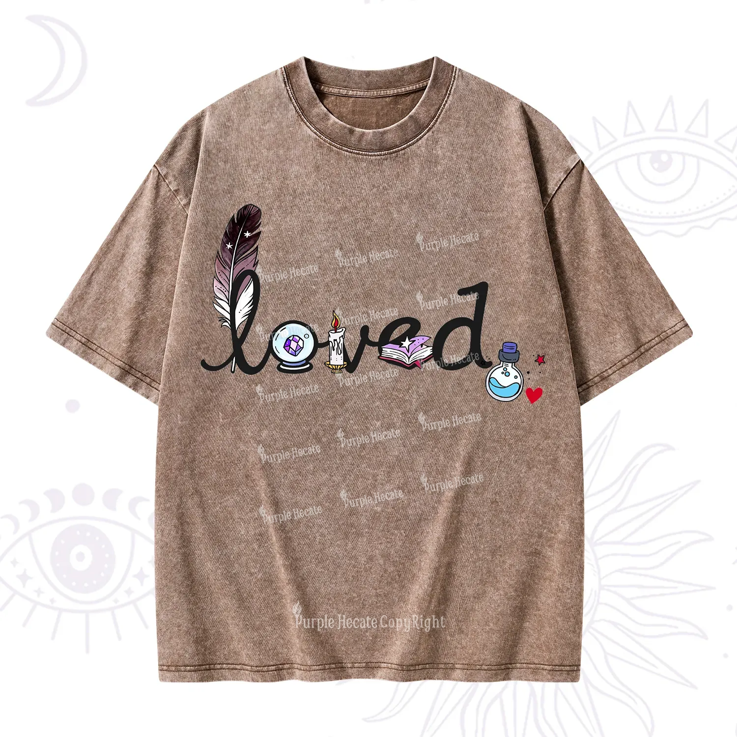 Purplehecate Magical Loved Valentine Washed T-Shirt