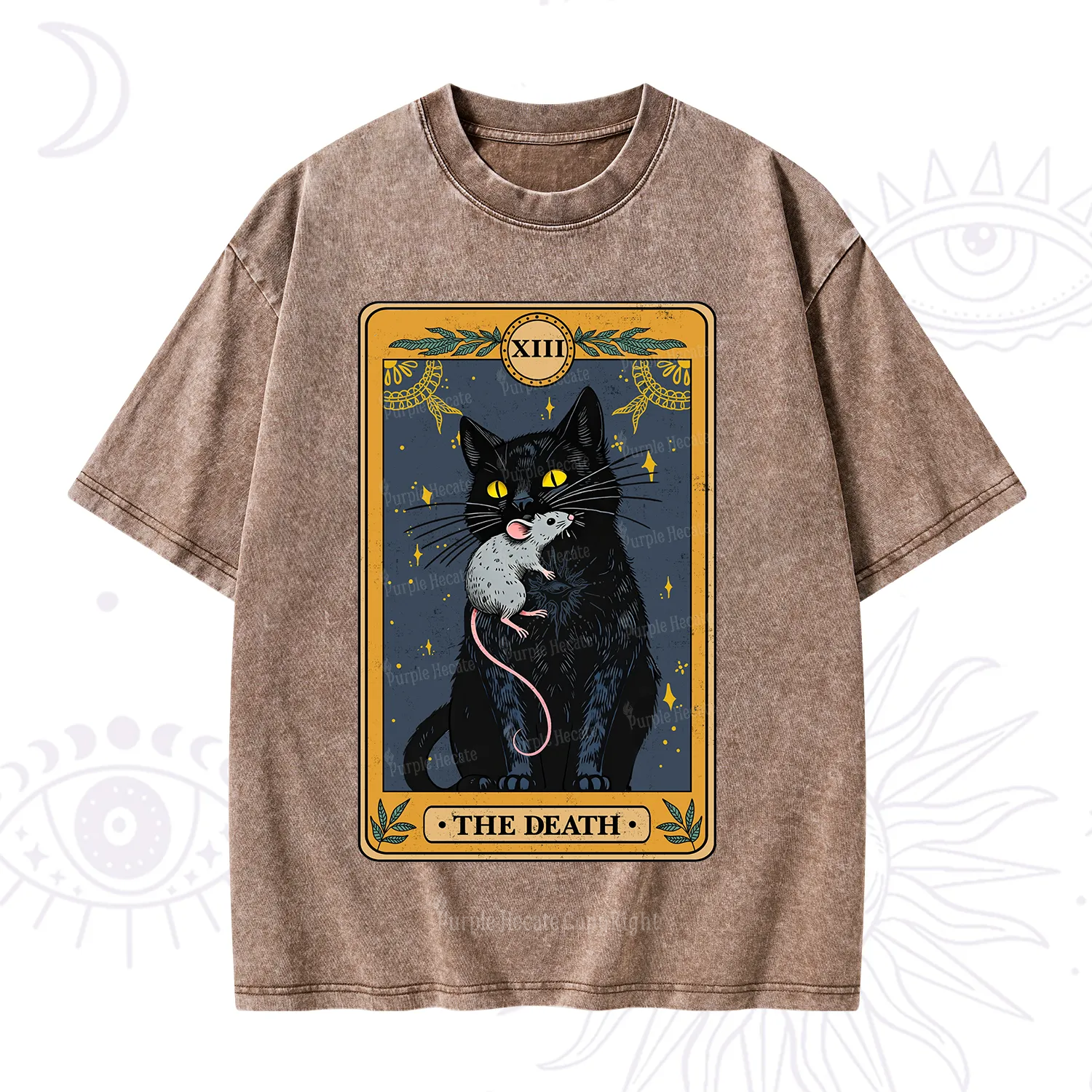 Purplehecate The Death Tarot Cat Washed T-Shirt