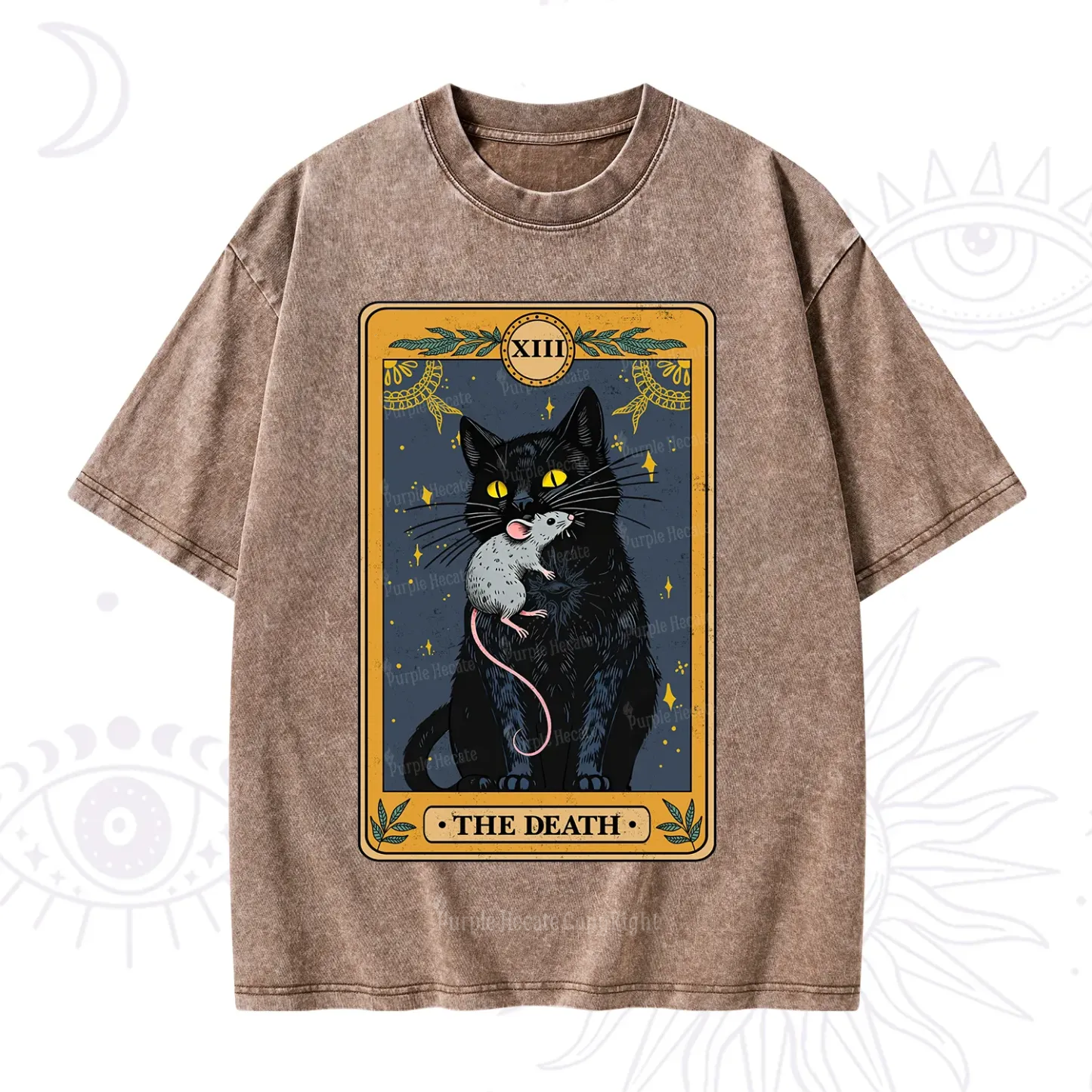 Purplehecate The Death Tarot Cat Washed T-Shirt