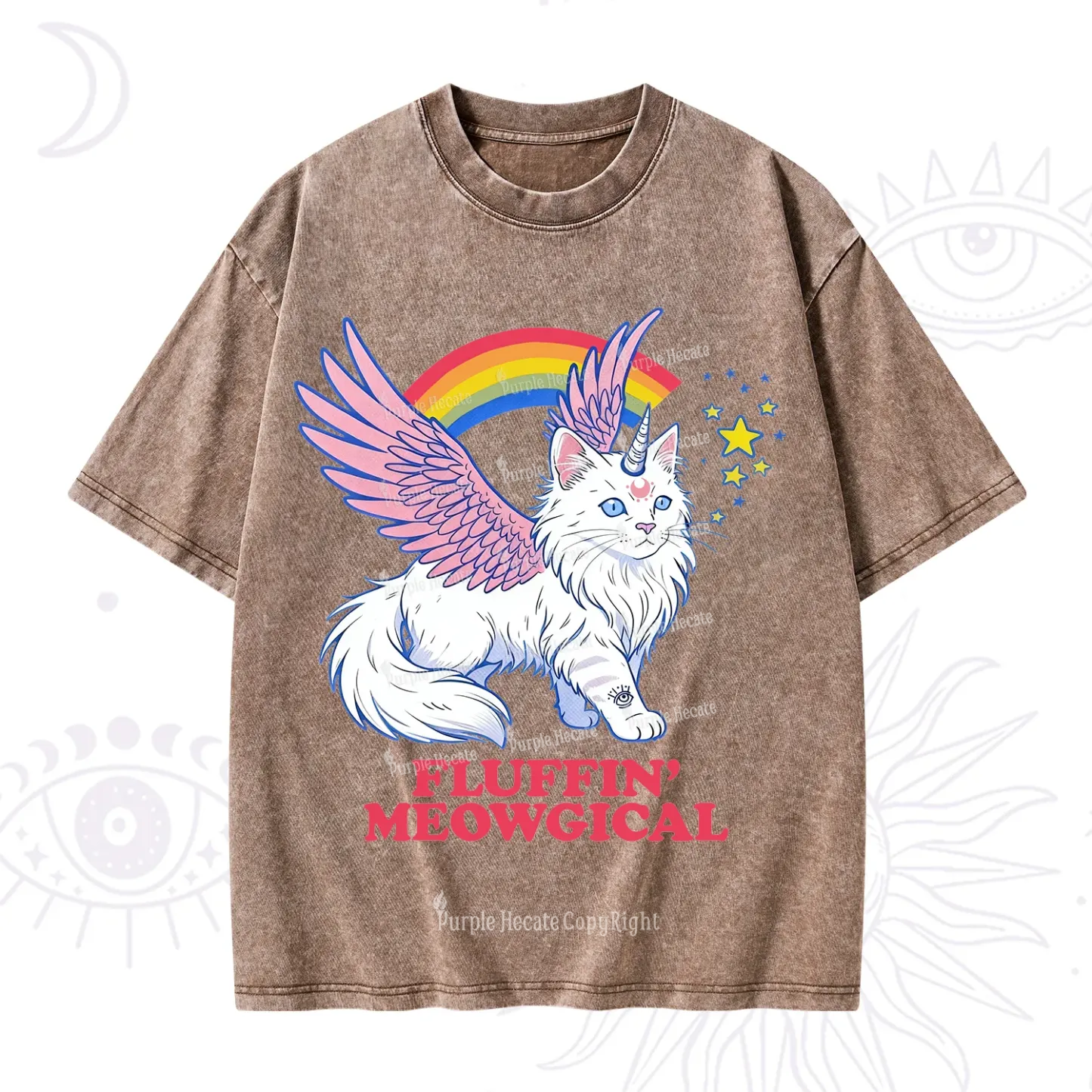Purplehecate Fluffin Meowgical Washed T-Shirt