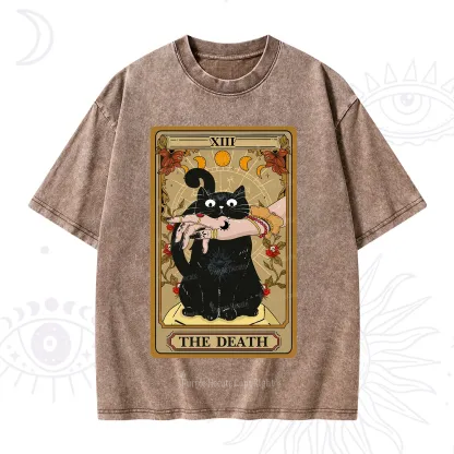 Purplehecate The Death Tarot Black Cat Washed T-Shirt