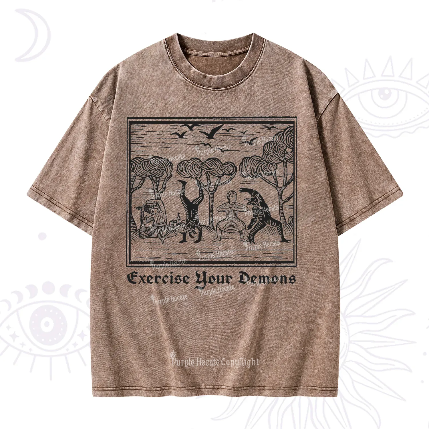 Purplehecate Exercise Your Demons Washed T-Shirt