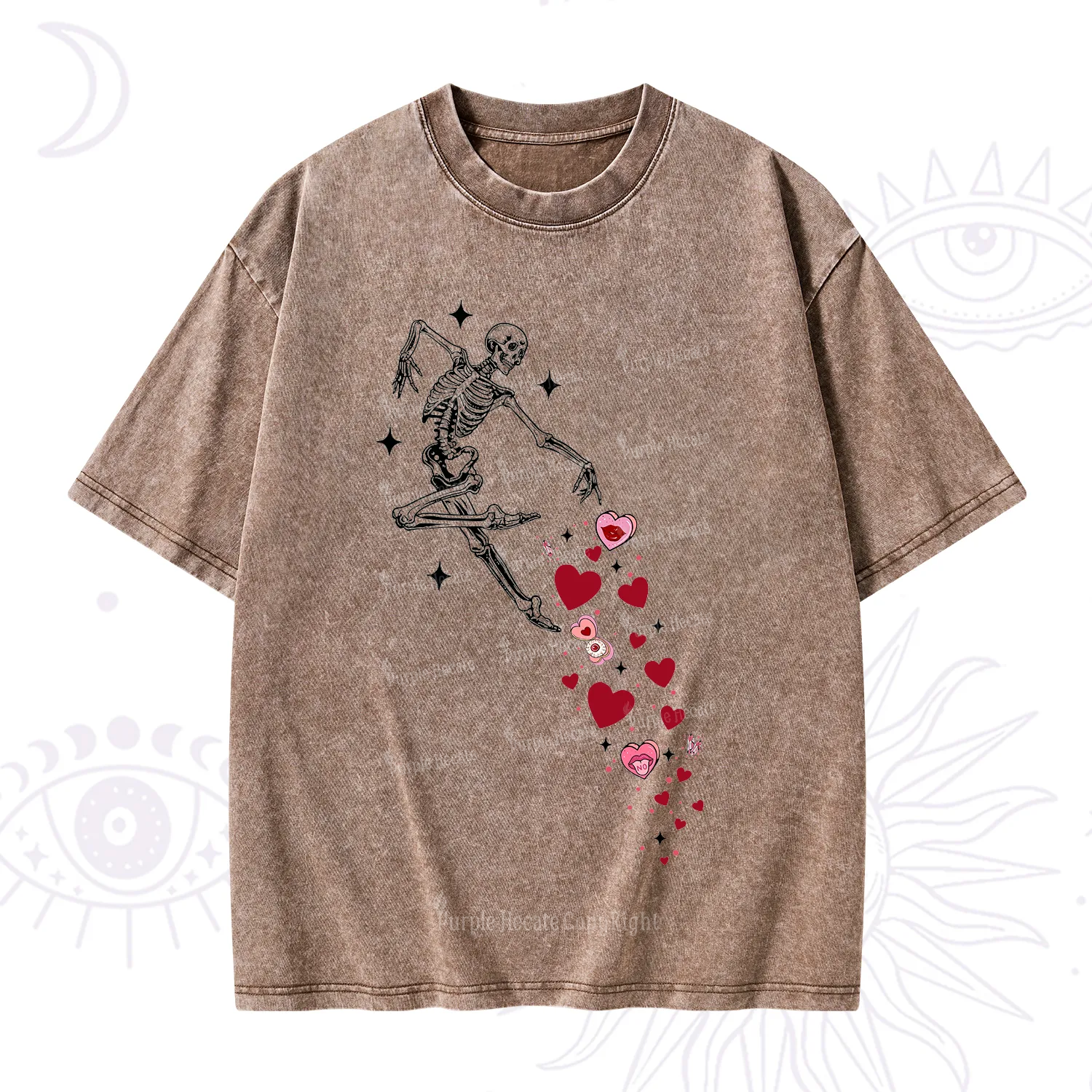 Purplehecate Dancing Skeleton of Love Valentine Washed T-Shirt