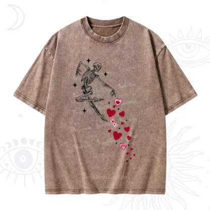 Purplehecate Dancing Skeleton of Love Valentine Washed T-Shirt