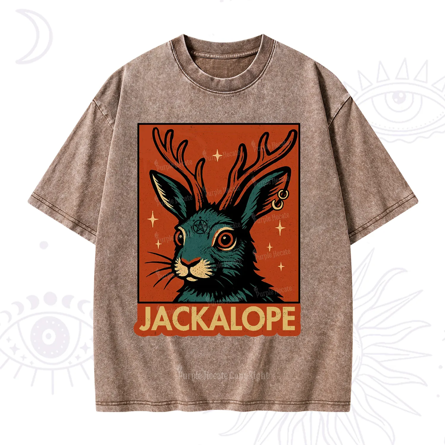 Purplehecate Funny Jackalope Washed T-Shirt