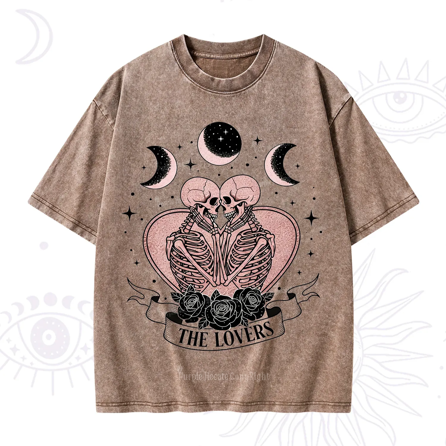 Purplehecate The Lovers of Skeletons Washed T-Shirt