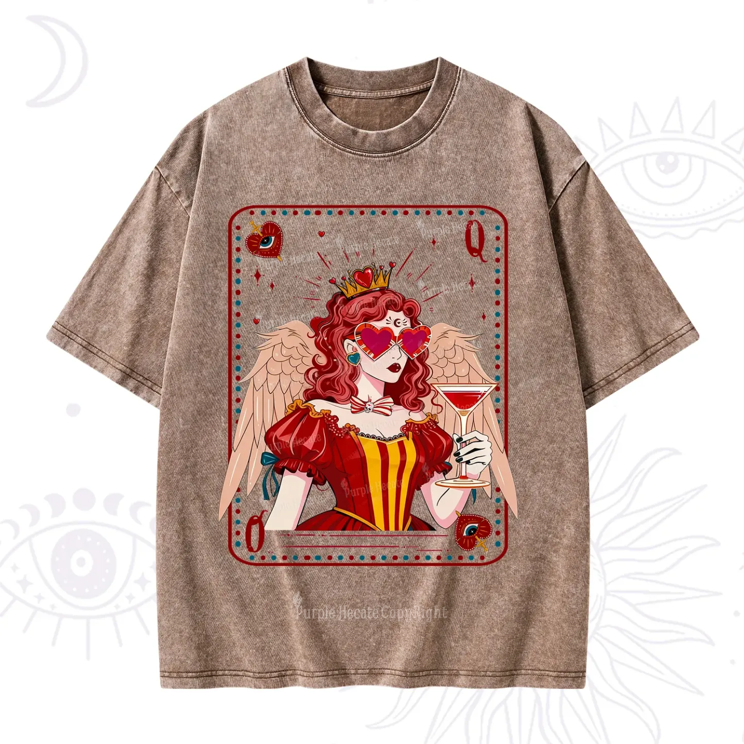 Purplehecate Queen of Hearts Angel Graphic Washed T-Shirt