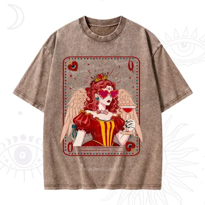 Purplehecate Queen of Hearts Angel Graphic Washed T-Shirt