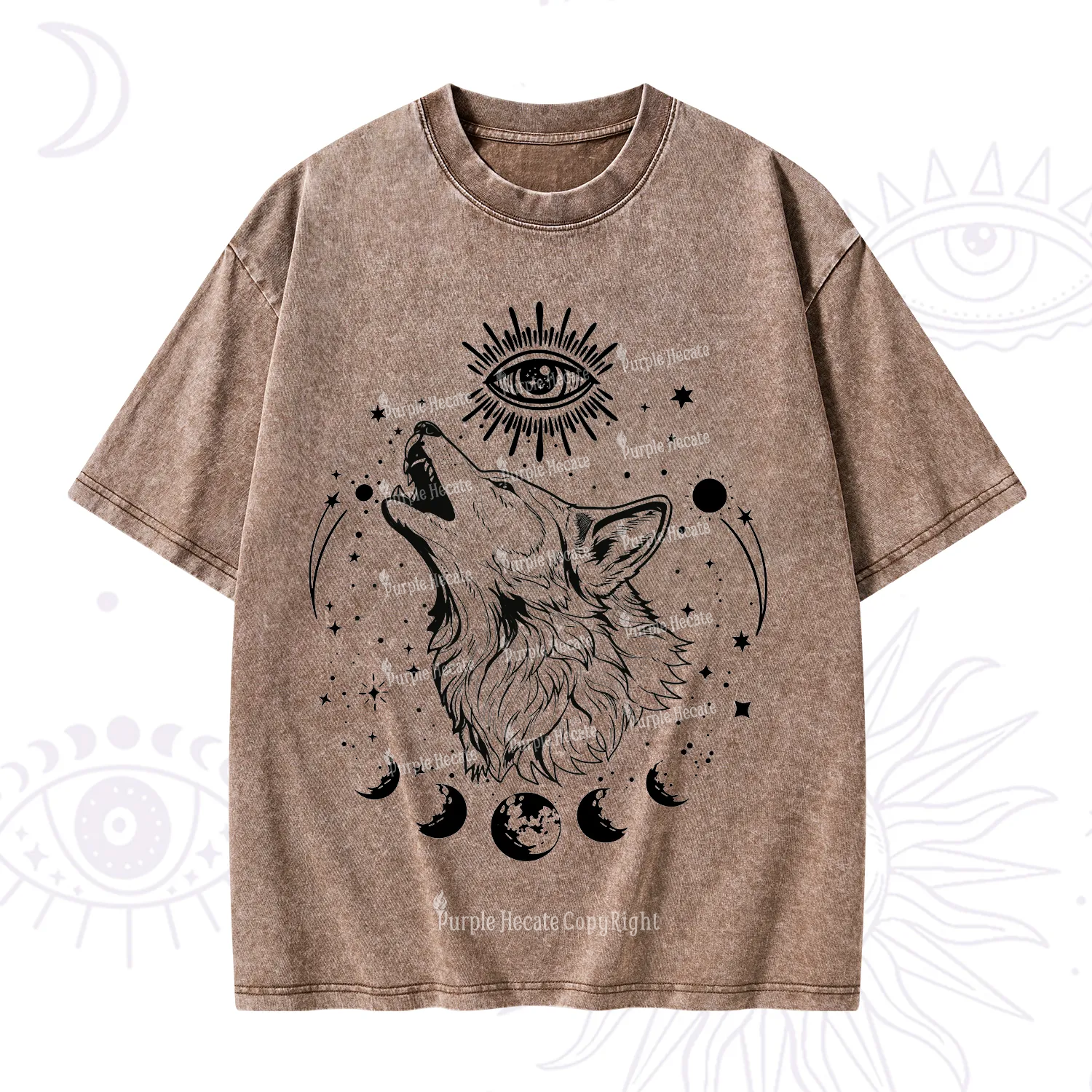Purplehecate Howling Wolf Washed T-Shirt