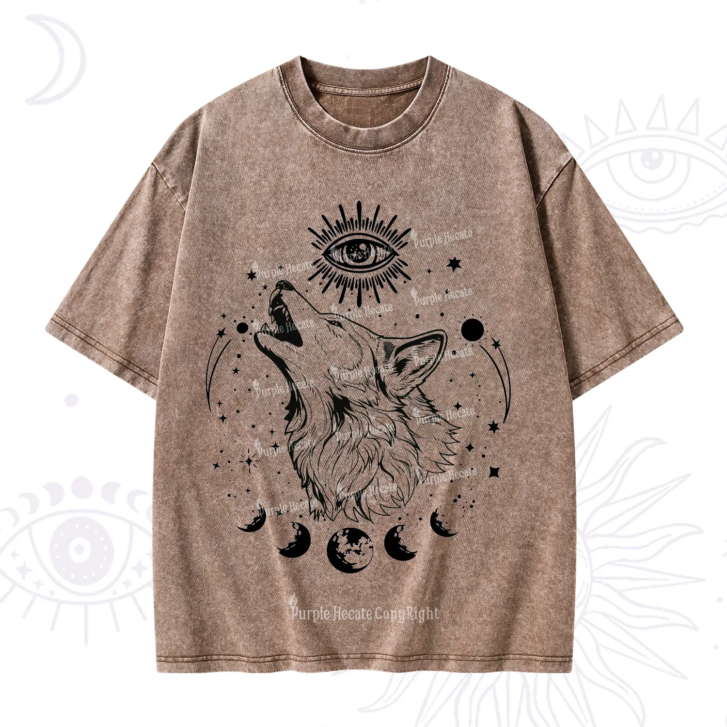 Purplehecate Howling Wolf Washed T-Shirt