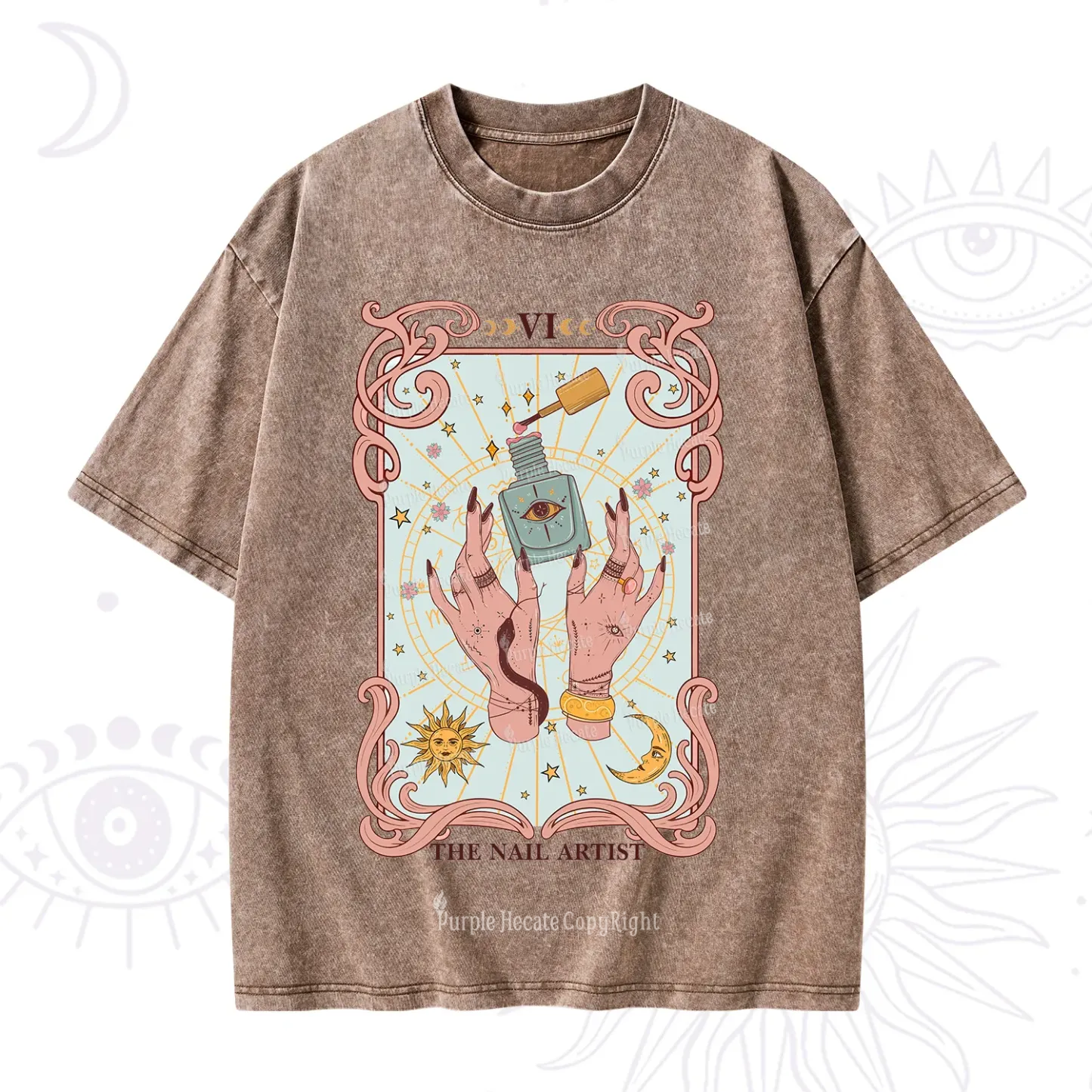Purplehecate The Nail Artist Tarot Washed T-Shirt