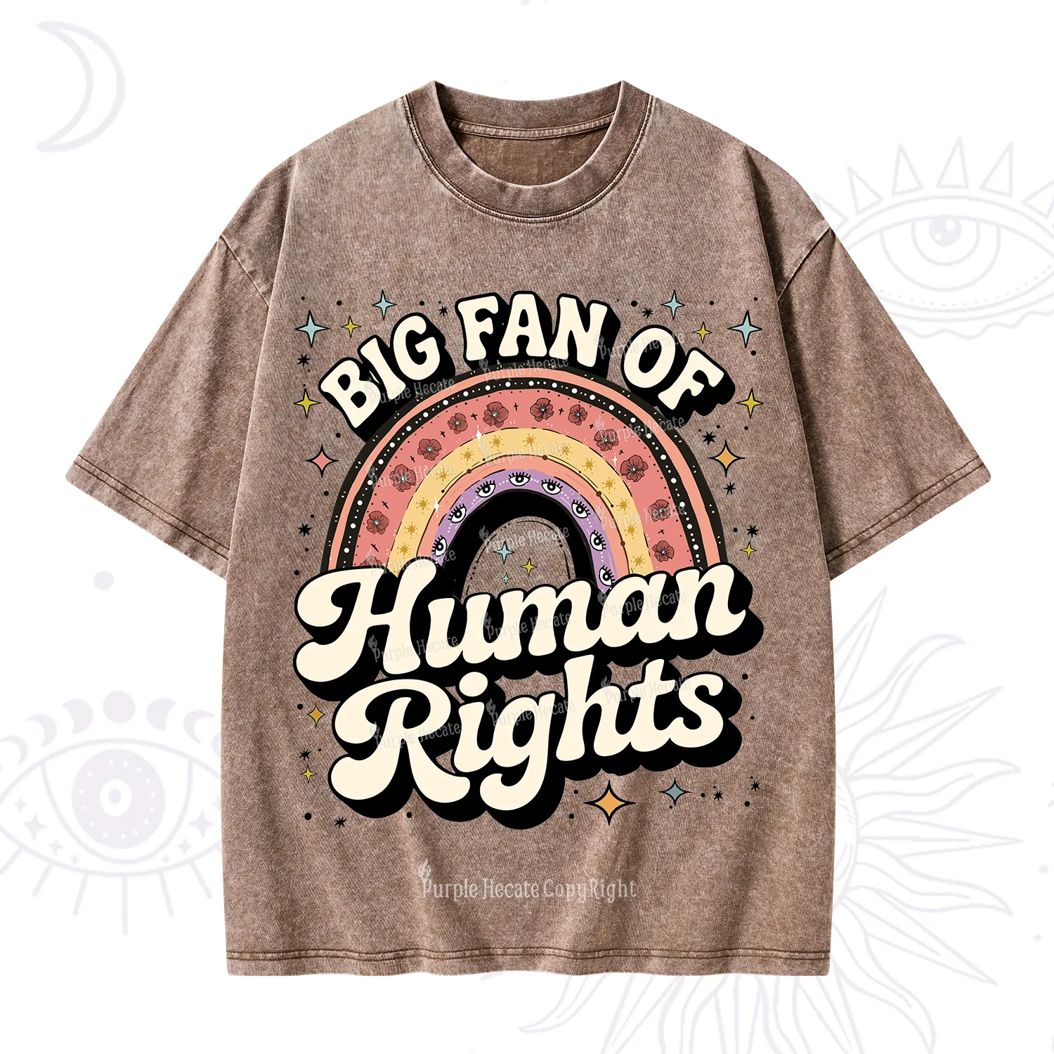 Purplehecate Big Fan Of Human Rights Rainbow Washed T-Shirt
