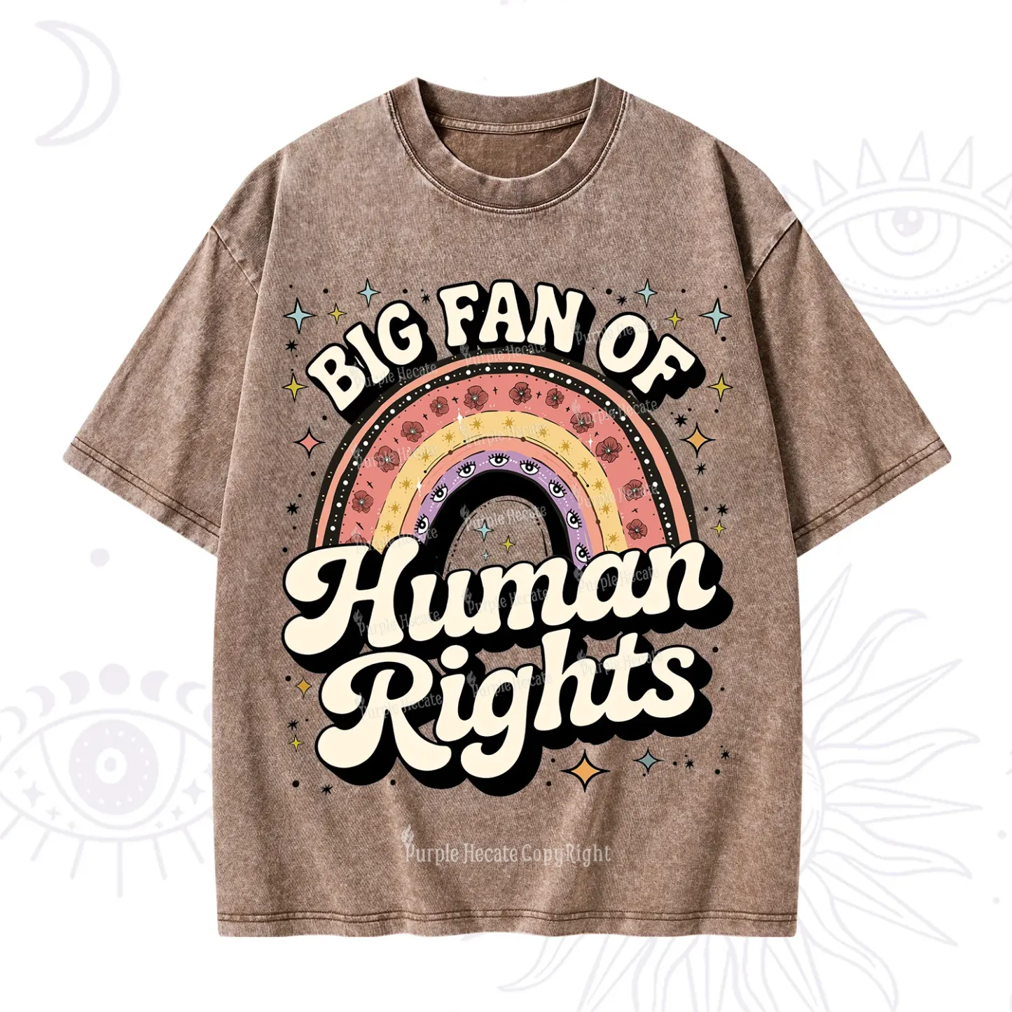 Purplehecate Big Fan Of Human Rights Rainbow Washed T-Shirt