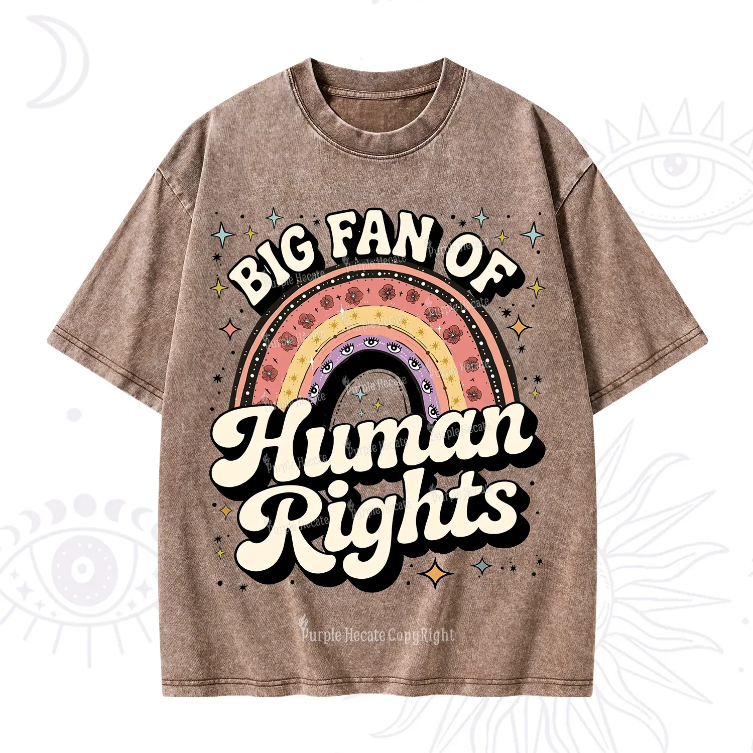 Purplehecate Big Fan Of Human Rights Rainbow Washed T-Shirt