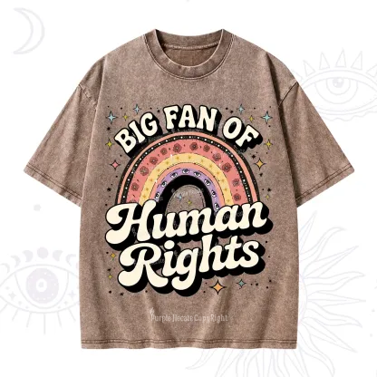 Purplehecate Big Fan Of Human Rights Rainbow Washed T-Shirt