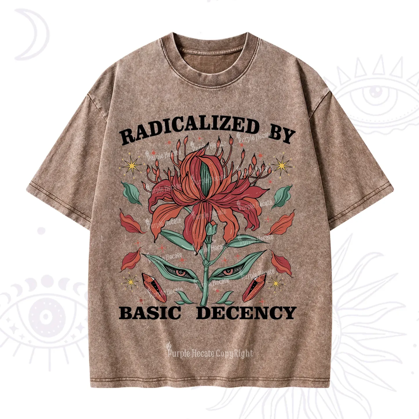 Purplehecate Radicalized By Basic Decency Washed T-Shirt
