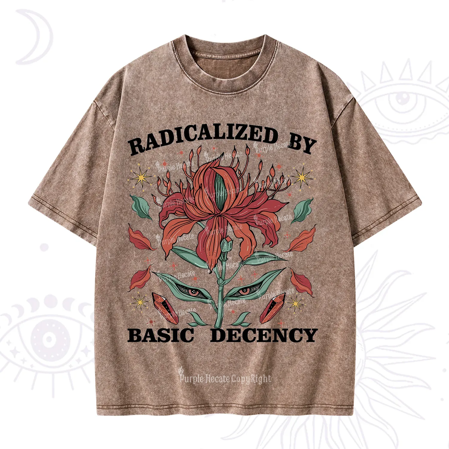 Purplehecate Radicalized By Basic Decency Washed T-Shirt