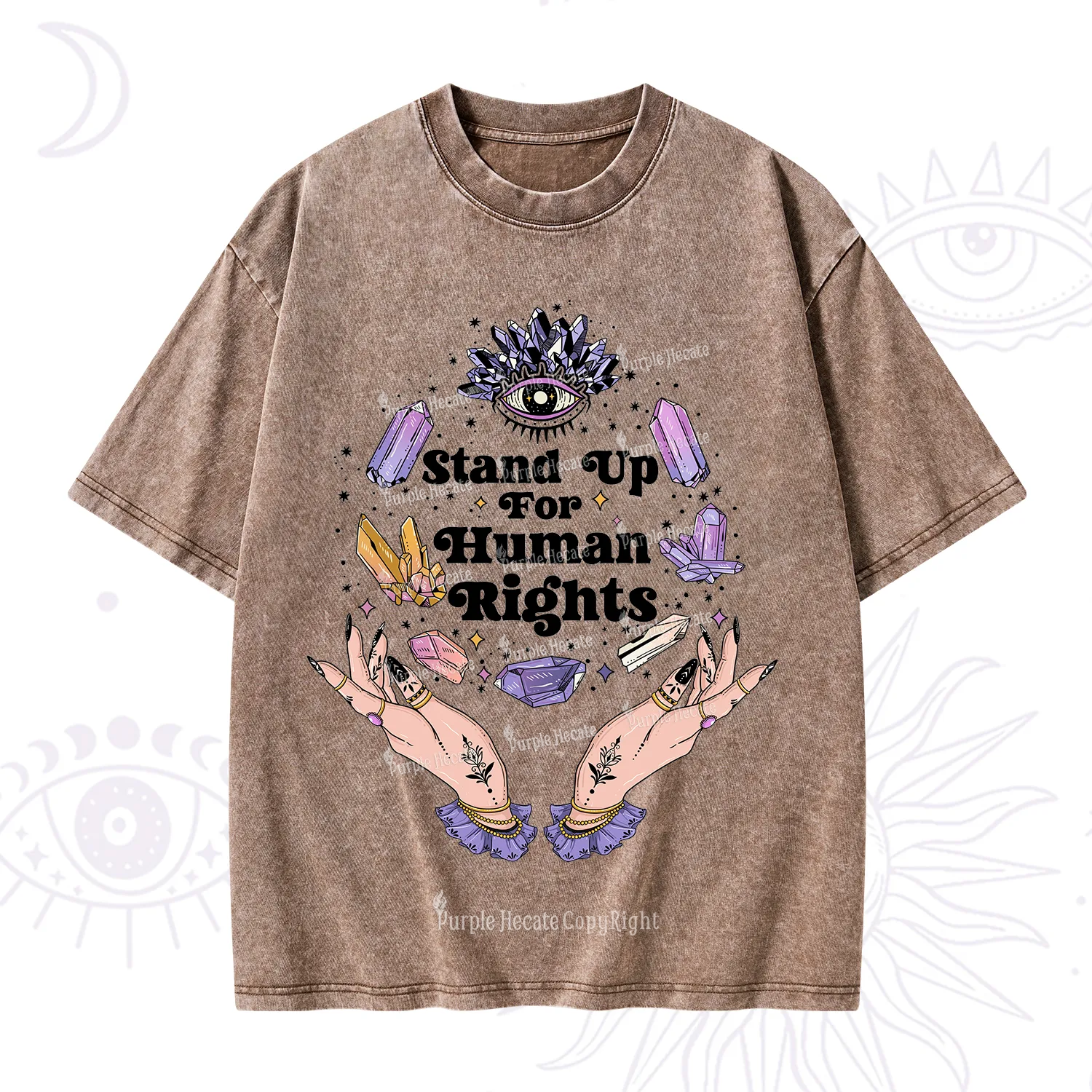 Purplehecate Stand Up For Human Rights Washed T-Shirt