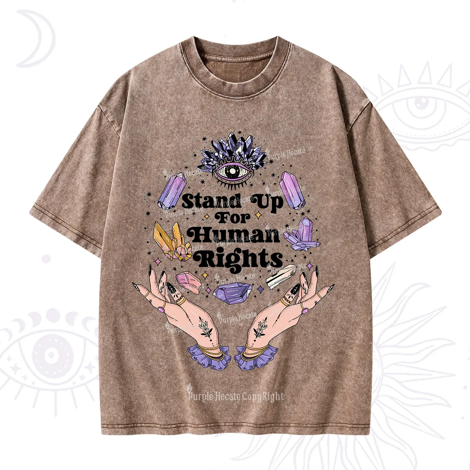 Purplehecate Stand Up For Human Rights Washed T-Shirt