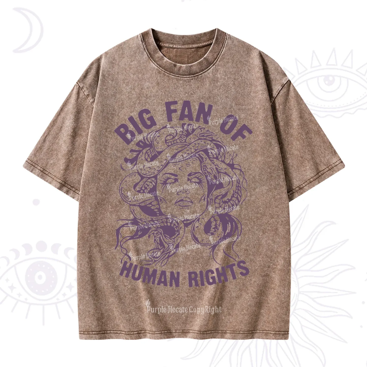 Purplehecate Big Fan of Human Rights Washed T-Shirt