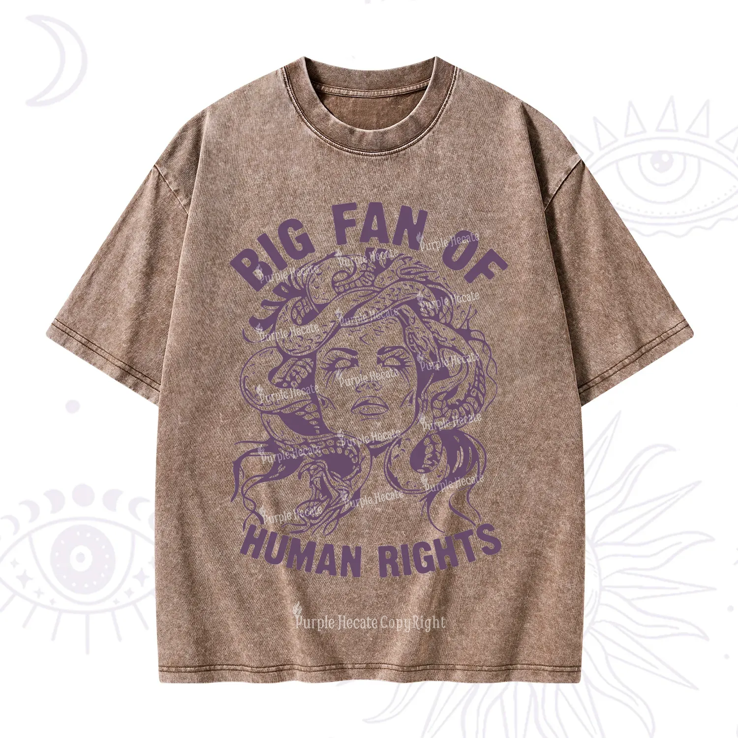 Purplehecate Big Fan of Human Rights Washed T-Shirt