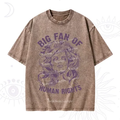Purplehecate Big Fan of Human Rights Washed T-Shirt