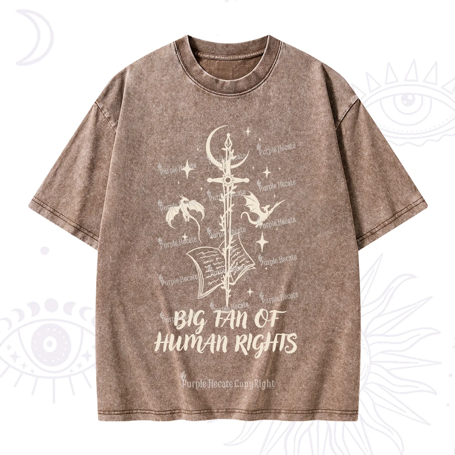 Purplehecate Big Fan Of Human Rights Washed T-Shirt