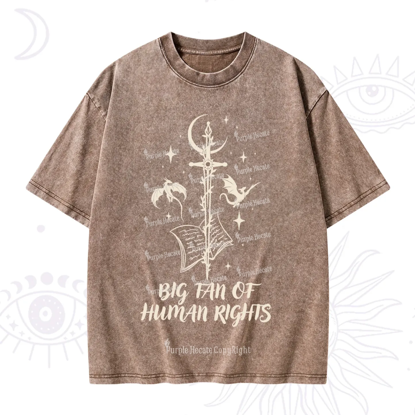 Purplehecate Big Fan Of Human Rights Washed T-Shirt