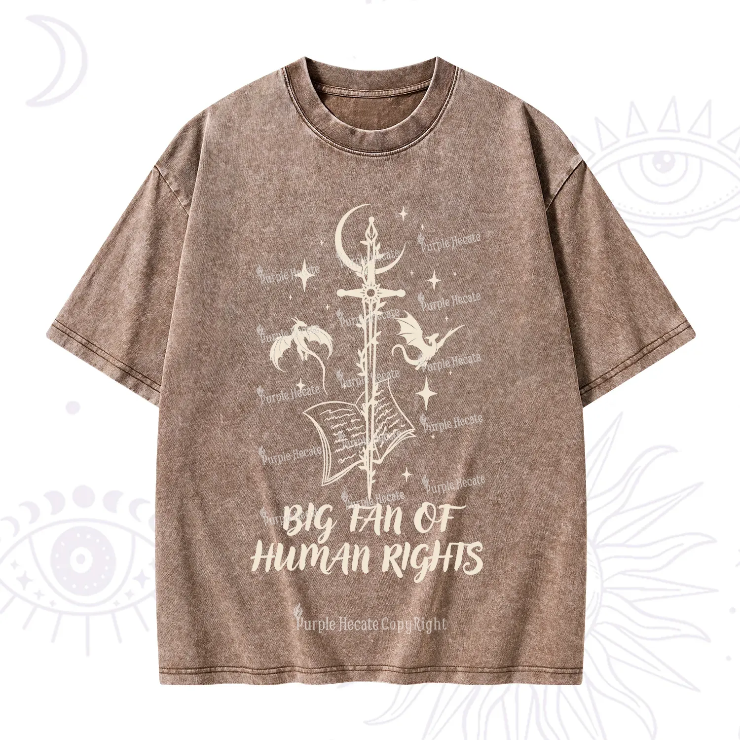 Purplehecate Big Fan Of Human Rights Washed T-Shirt