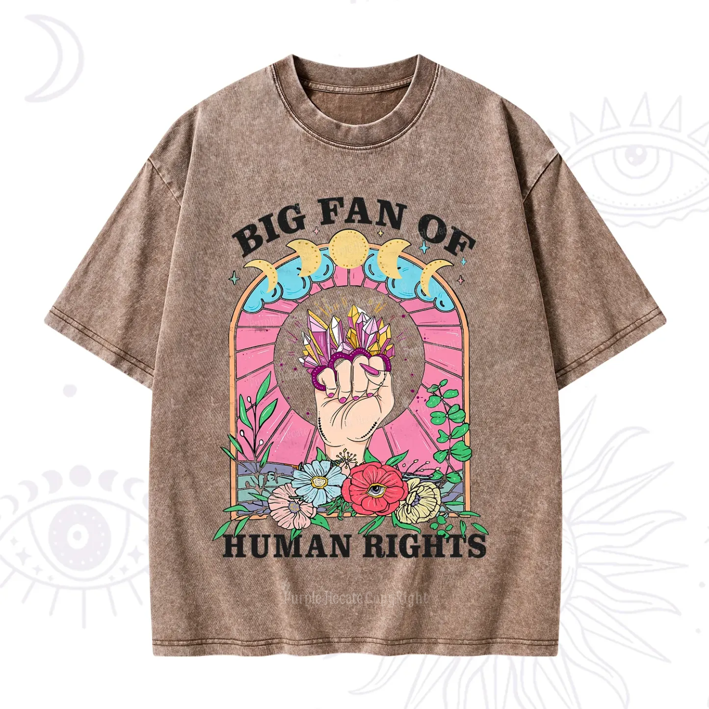 Purplehecate Big Fan of Human Rights Washed T-Shirt